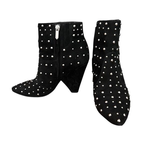 Sam Edelman Roya Studded Suede Booties Womens Size 5.5 M Cone Heel Biker Chic - Picture 2 of 14
